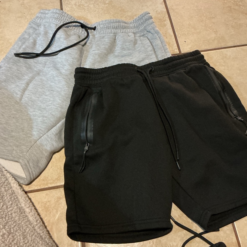 Men's Black and Gray Shorts